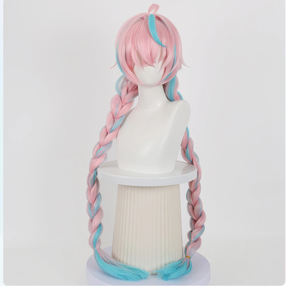CISGenshin Impact Varesa Pink Cosplay Wigs Headwear 120Cm Long Simulation Scalp Top Thick Mixed Puffy Silk Long Hair Wigs