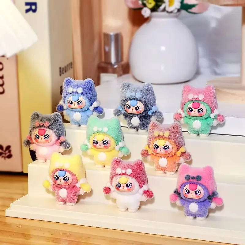

9PCS Baby Three Blind Box Flocked Mini Cute Dolls Diy Keychain Pendant Desktop Ornament Trendy Blind Box For Gift Wholesale Toys
