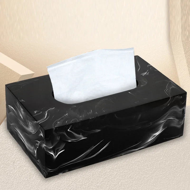 Nordic Marble Texture Resin Tissue Box Creative Decoration Home Living Room Bathroom Accessories Supplies Dining Table Paper Box