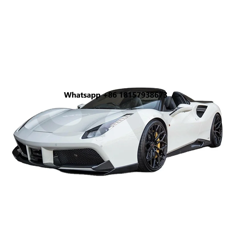 

New Carbon Fiber Front Lip Bumper with Clips for Ferrari 488 GTB Spyder Dry Carbon Front Diffuser Side Wrap Angle