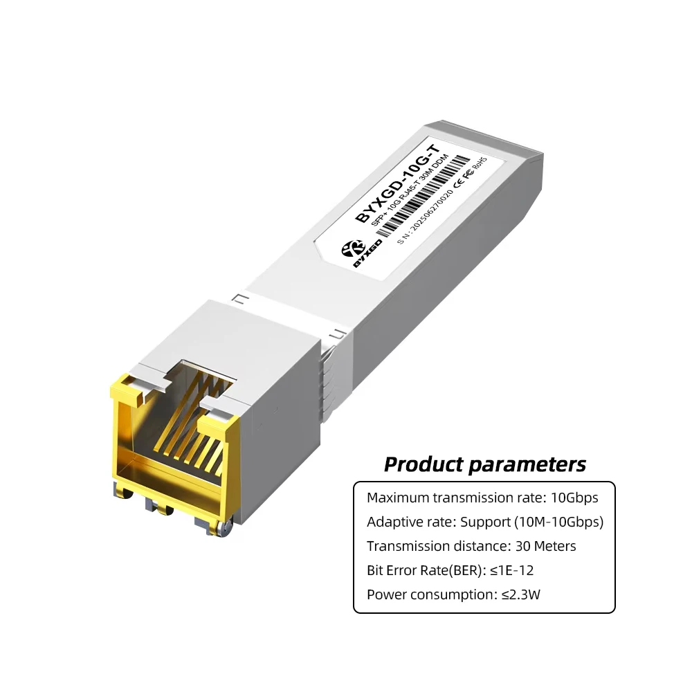 RJ45 SFP-module Adaptieve snelheid Plug and Play 10GBASE-T SFP+ voor Cisco/Ubiquiti/Dell, 1G/10G koperen SFP voor schakelaar/router/server - afbeelding 1
