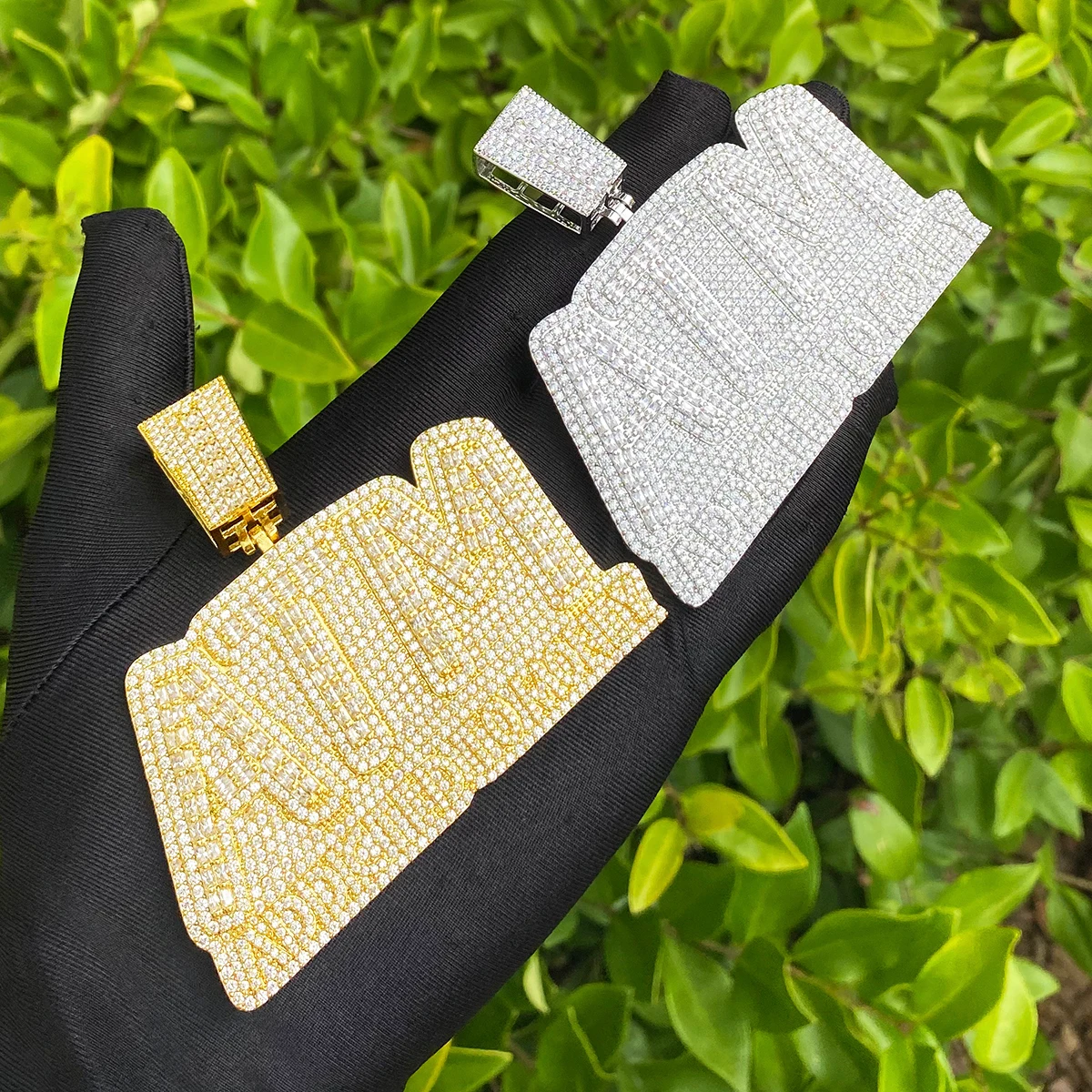 فقاعة رسالة مثلج خارج ATM مدمن على المال قلادة قلادة للرجال الذهب الحقيقي مطلي 5A مكعب زركونيا الهيب هوب مجوهرات #5