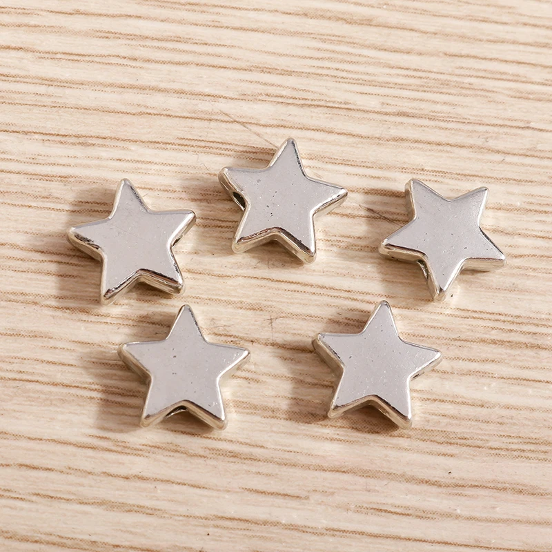Tusember 50 Stück 9*9mm Legierungs-Süße kleine Stern-Charms-Perlen für Halsketten, Ohrringe, Armbänder, Anhänger, handgemachten Schmuck, DIY – Detail 4