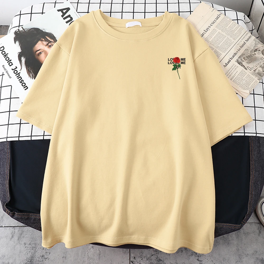 Love Yourself Print Cotton T-Shirt Hip Hop Street Summer Tee Tops Soft Casual Individualt-Shirt Creativity Essential Man Tshirt