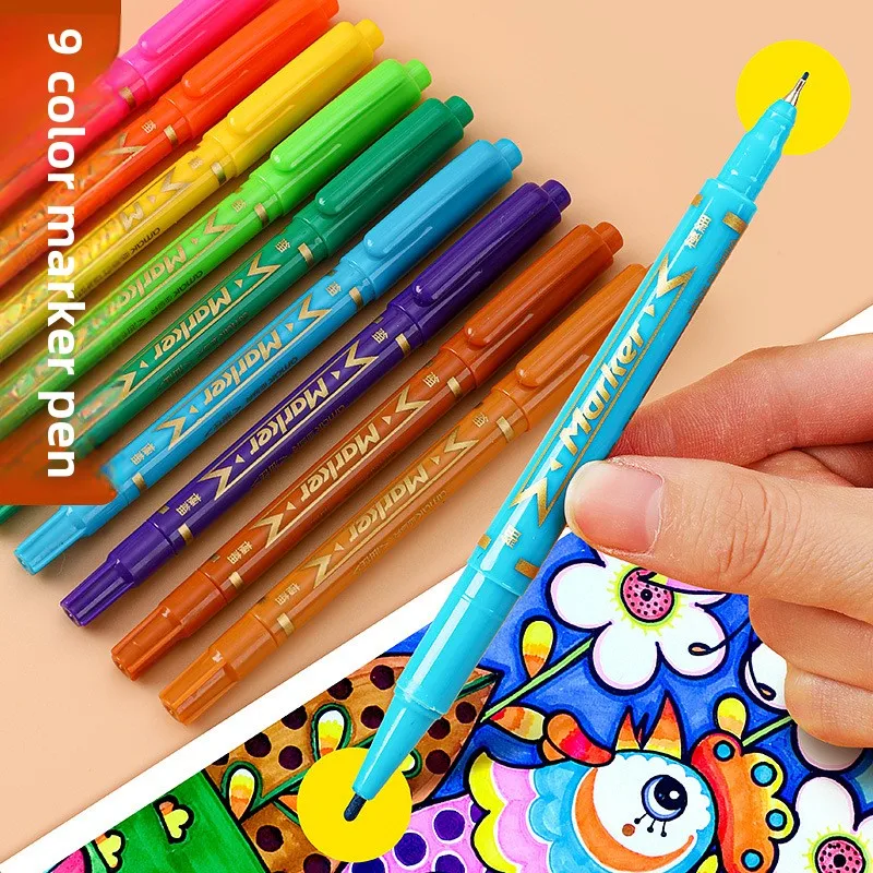 10pcs/boxDouble ended hand drawn hook pen, oil-based tracing pen, water-based colored needle tube pen