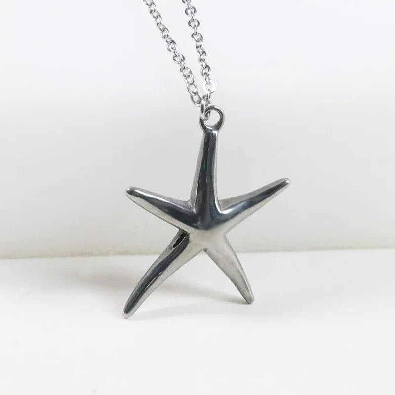 1pc DIY Vintage 3D Big Starfish Pendant Necklace Sea Animal Charms Casting Stainless Steel Navy Sailor Memorial Jewelry Gift