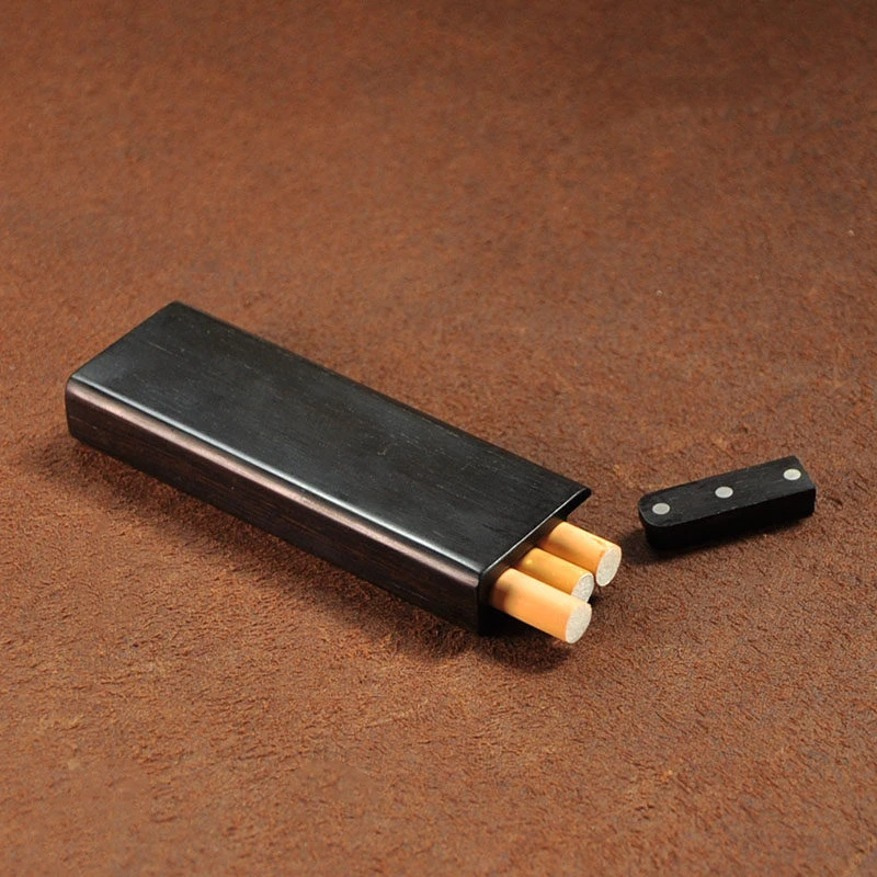 

Purple Sandalwood Cigarette Case Sliding Caps for 3 Sticks Wooden Smoking Storage Box Customizable Engraving