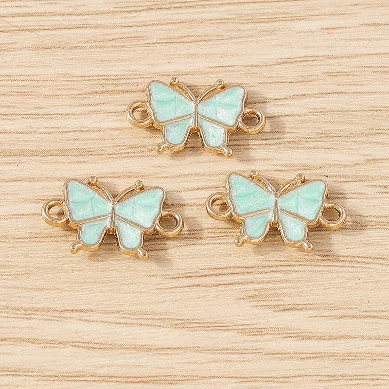 10 Stück niedliche Mini-Emaille-Fliegen-Schmetterlings-Anhänger, Verbindungsstücke für die Schmuckherstellung, DIY, handgefertigte Armbänder, Halsketten, Bastelzubehör – Detail 5