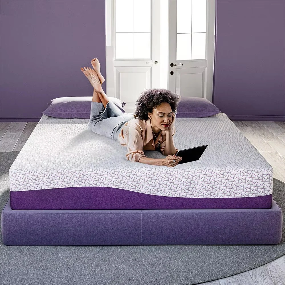 

OEM/ODM Prple Color Матрас Queen King Size с высококачественной трикотажной тканью, гелевый гибридный матрас из пены с эффектом памяти, свернутый в коробке