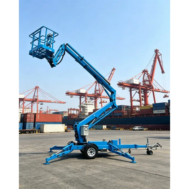 Professional Grade Towable Articulated Boom Lift  14 16 18m Trailer Mounted Aerial Platform for Tree Trimming Building Maintenan