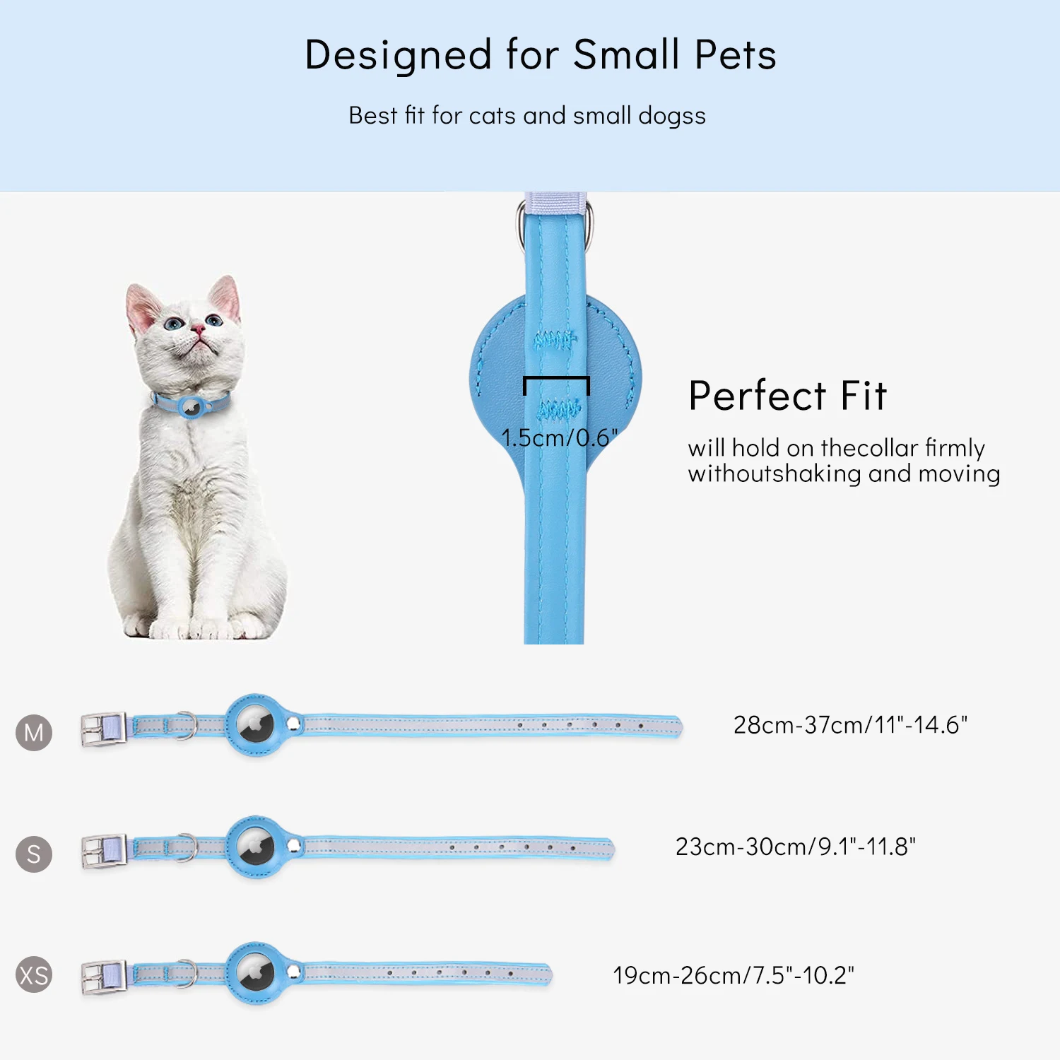 1pc Reflective Pet Collars with Airtag Case Collar for Cats with Protective Case for Anti Lost Locator Tracker Dog Accessories