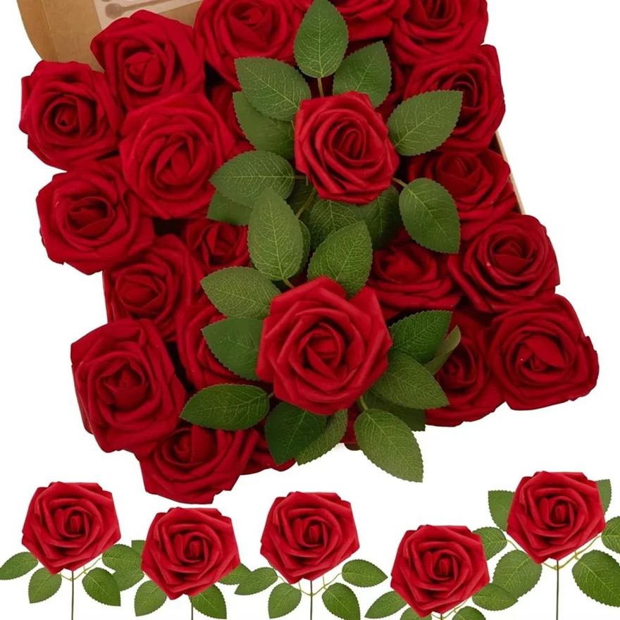 

5/10pcs PE Foam Rose Artificial Flowers Valentine's day Wedding Bride Bouquets Decor Accessory Garland Home Outdoor Garden Party