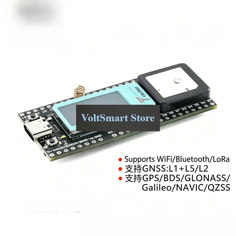 VoltSESP32 LoRa GPS Wireless Tracker Development Kit 0.96 Inch LCD Screen Type‑C WiFi Bluetooth For Vehicle Pet Kid Location Mon