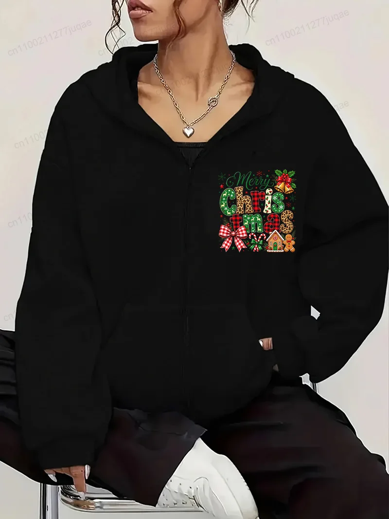 Believe in The Magic Christmas Graphic Zip Up Hoodies Vintage Red Christmas Truck Zipper Jacket Gingerbread Man Xmas Holiday Top