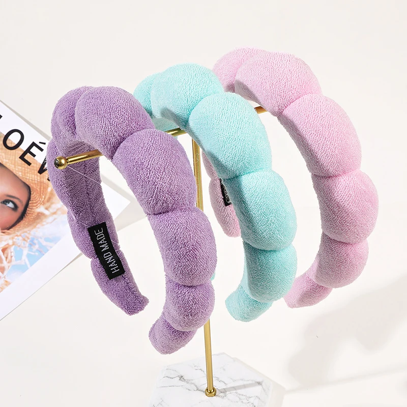 Fashion Multi-Color Twist Sponge Hair Hoop Simple Soft Cloth Spa Hairband for Women Girls Makeup Washing Face Bath Headband Gift