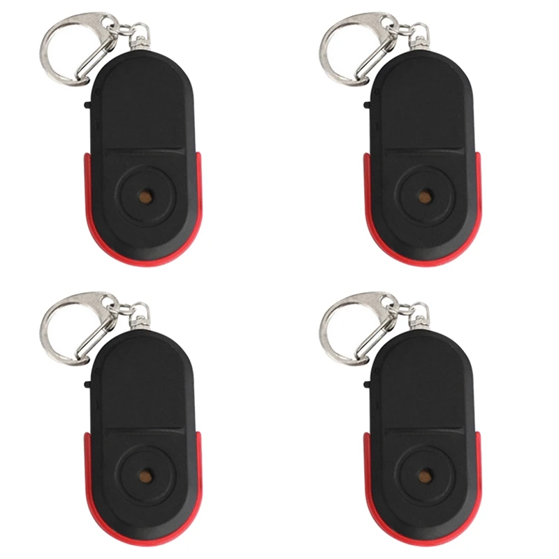 4X Mini Anti-Lost Whistle Key Finder Wireless Alarm Smart Tag Key Locator Keychain Tracker Whistle Sound LED Light