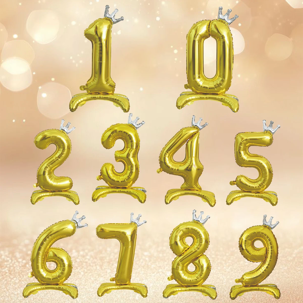 1 Großer 40-Zoll Goldener Kronen-Zahlenballon mit Sockel, Geburtstagsparty-Dekoration, Foto-Requisite, Jubiläumsgeschenk – Detail 6