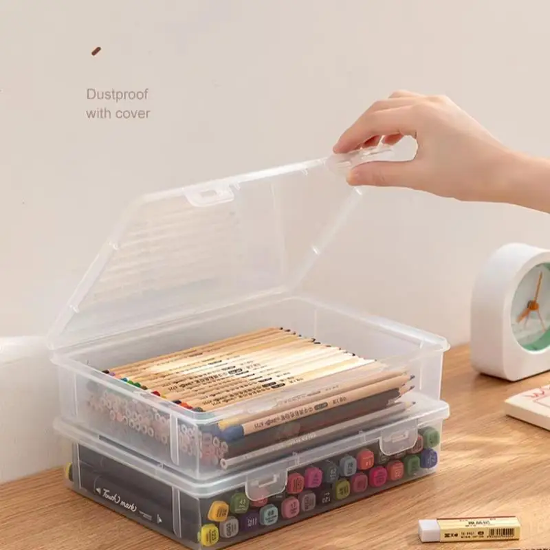 

Document Organizer Organized Clear Square Shape Storage Box Organizing Box Dustproof Transparent Desktop Document Storage Case