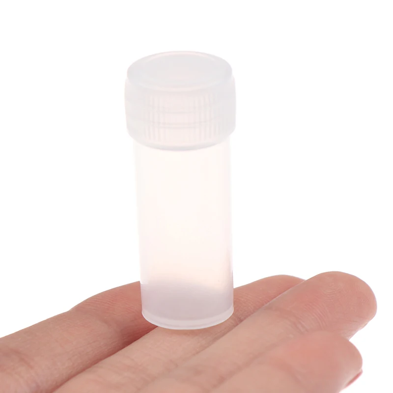 100Pcs 5ml Plastic Test Tubes Screw Cap Bottles For School Chemistry Supplies