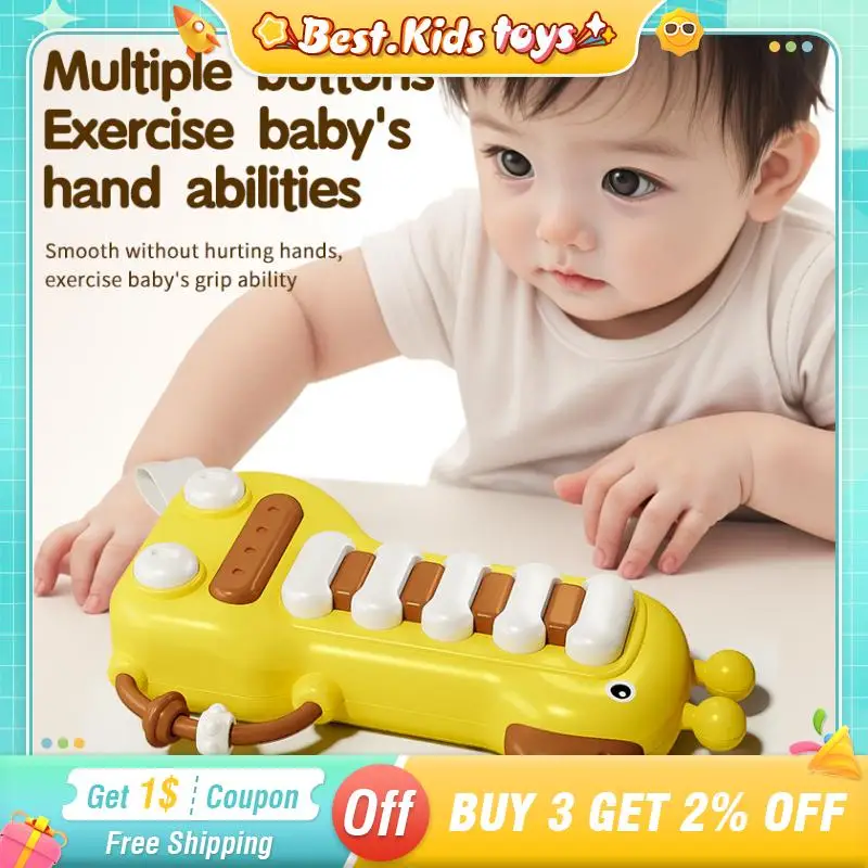 Baby Giraffe Finger Piano Toy Sound Light Montessori Handbell Music Song Multi-function Education Kids Toys Girls Musical Gift