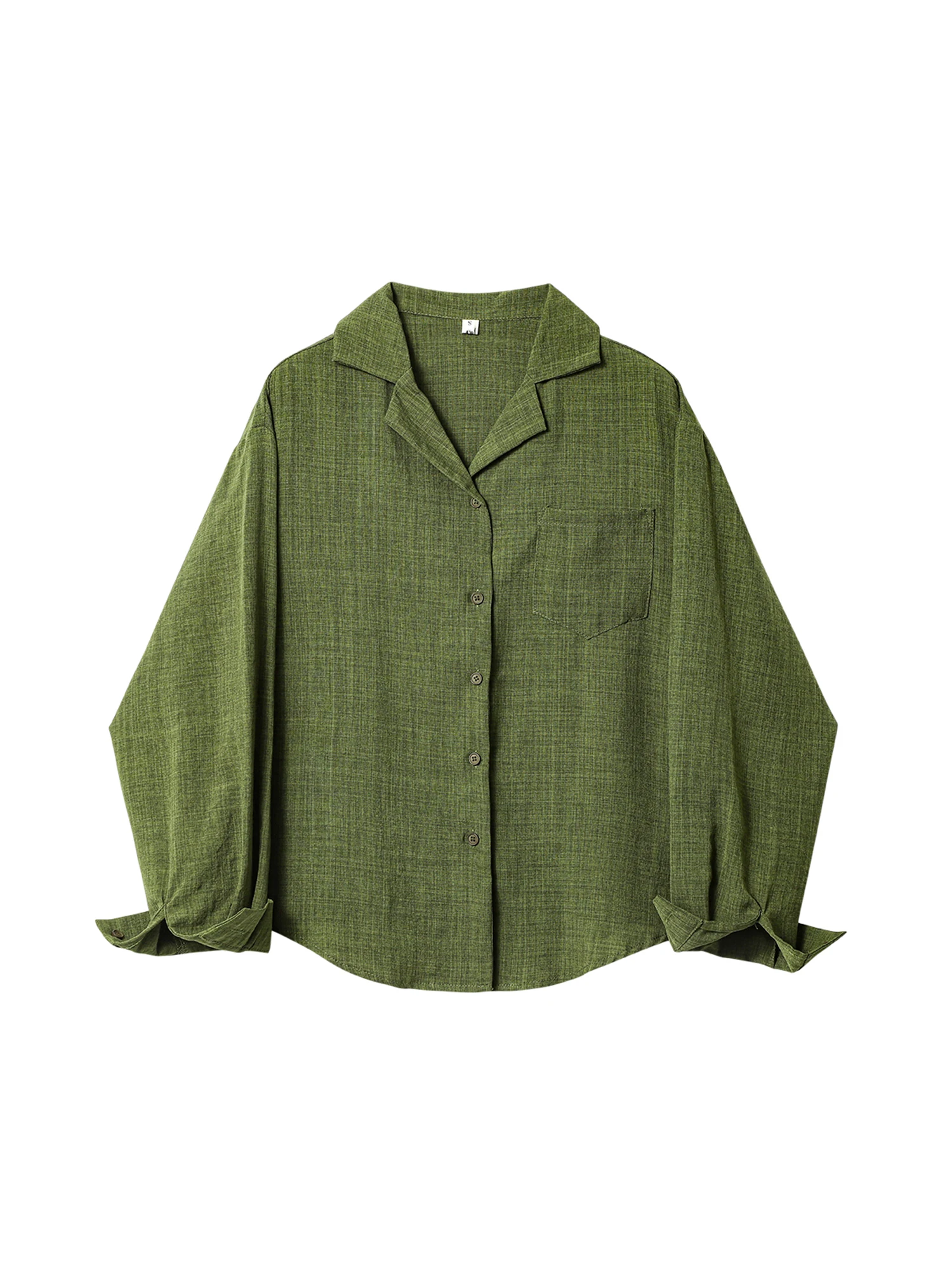 

Women's Green Shirts Blouses Y2k Vintage 2000s Aesthetic Elegant Long Sleeve V-Neck Oversize Shirt Clothes Autumn Spring 2025