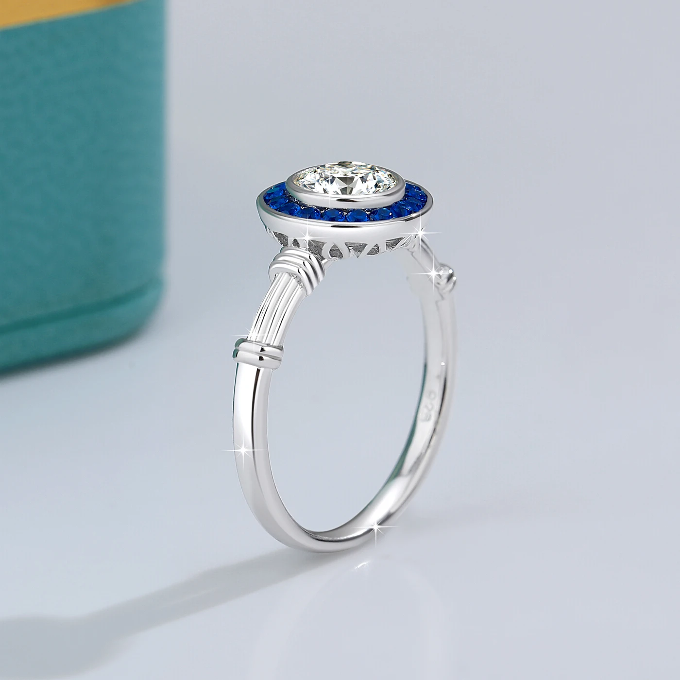 6.5 مللي متر 1ct خاتم هالو مويسانيتي للنساء 18K مطلية بالذهب الأبيض مختبر نمت خاتم الماس الصلبة 925 الفضة للخطوبة هدية GRA