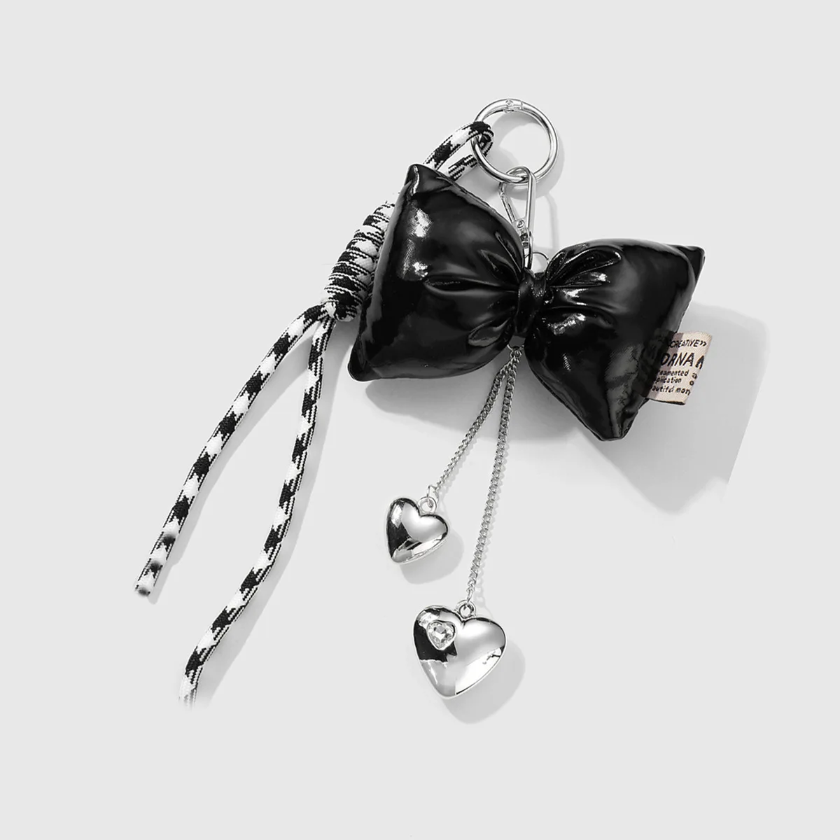 Sweet Romance black Key buckle bowknot mirror Pendant Hand woven rope Backpack ornament