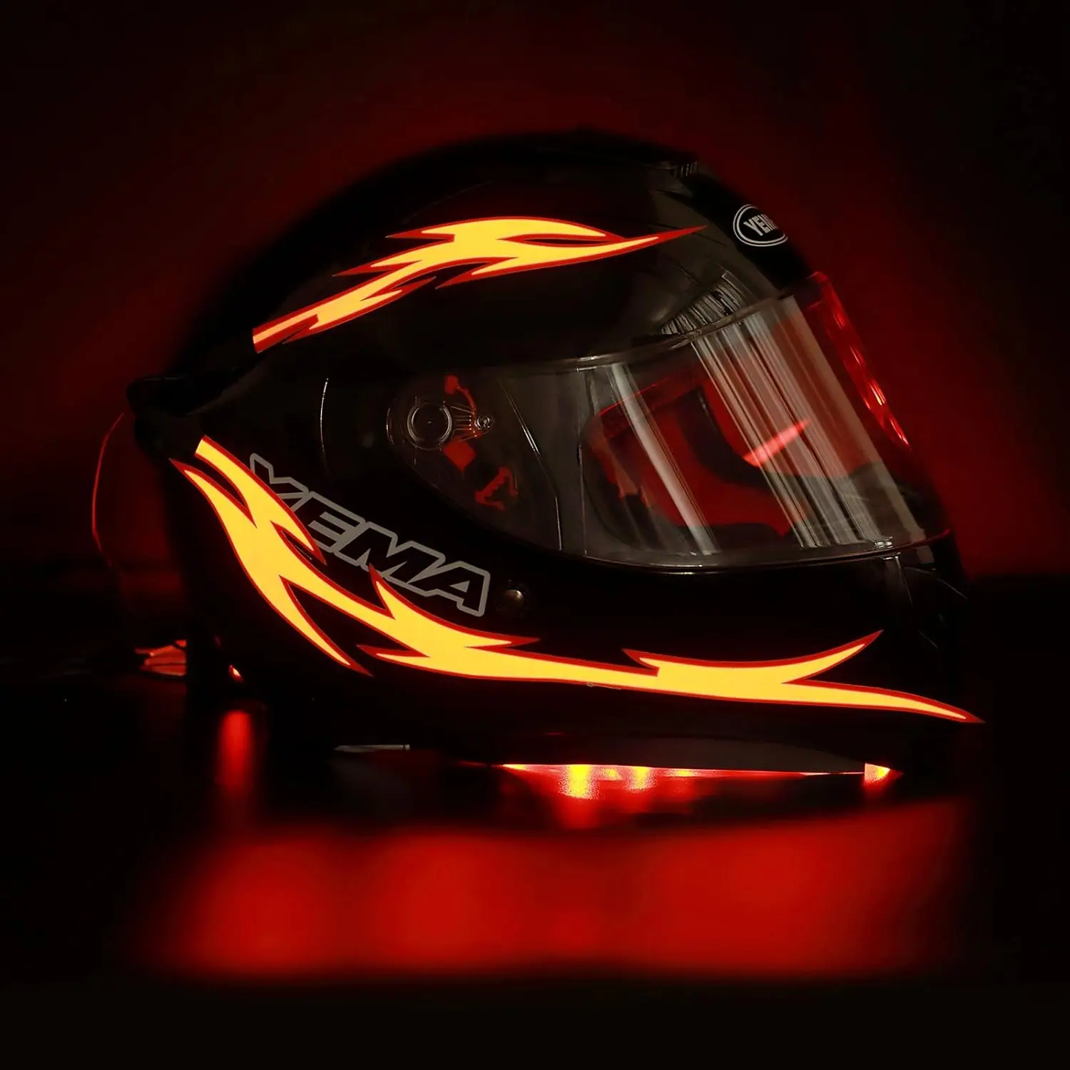 Unique Flame Shape Rechargeable Motorcycle Helmet Night Riding Signal Helmet EL Light 3 Mode Led Helmet Light Strip Decoration