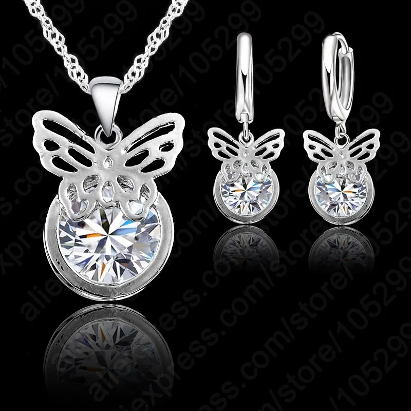 

Shiny Latest Jewelry Set 925 Sterling Silver Austrian Crystal Necklace+Earring Jewelry Set For Women Fashion Jewelry