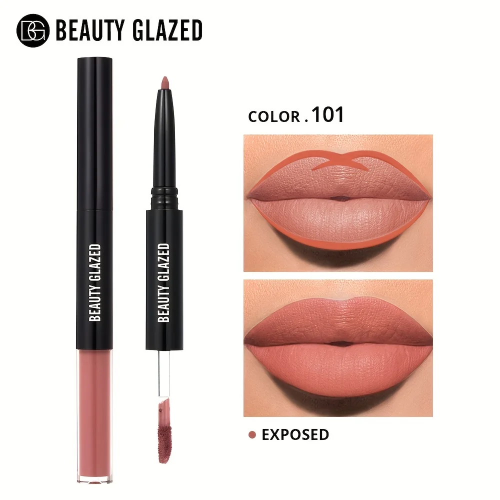 1 Stuk Waterdichte Matte Dubbelzijdige Lippenstift + Lipliner Zachte Matte Langdurige Waterdichte Lippenstift Moederdag Geschenken