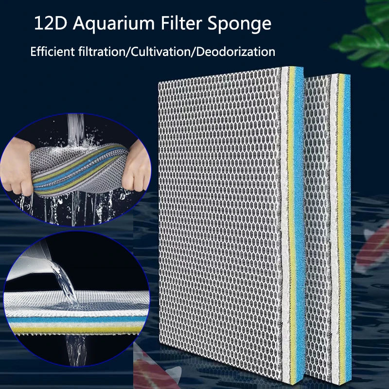 9Layers Aquarium Fish Tank Filter Sponge No Glue Foam Biochemical Cotton Aquarium Filtration Accessories Bio Sponge acuarios