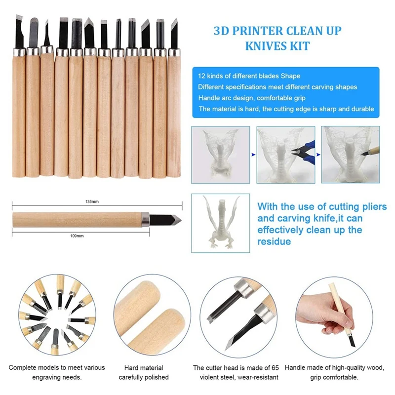 ABJA-35 ชิ้น 3D ชุดเครื่องมือเครื่องพิมพ์ Debur เครื่องมือทําความสะอาดและเครื่องมือกําจัดสําหรับ 3D การพิมพ์รุ่นถอด, ทําความสะอาด, การตกแต่ง