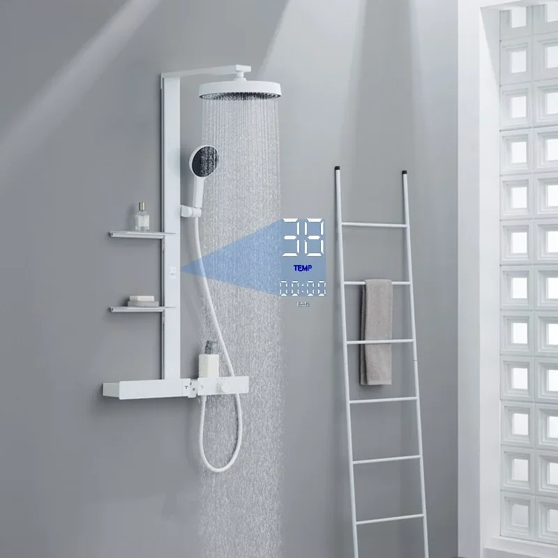 

Digital Big Rainfall Shower Set Bathroom Temperature Display Thermostatic Faucet Big Shower Room Constant Tap