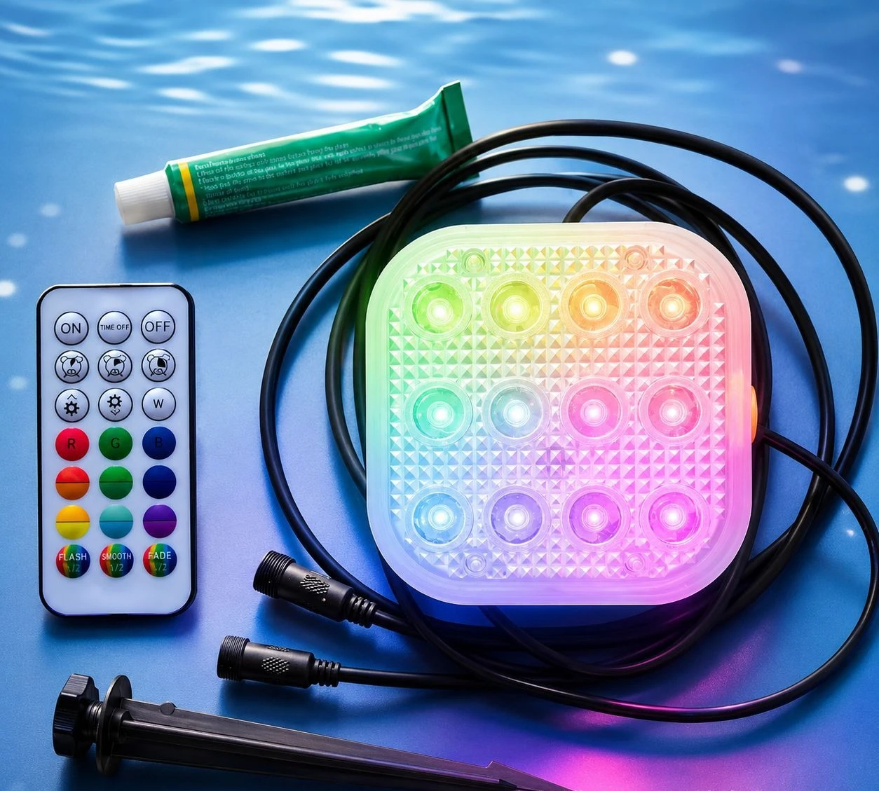 IP68 Waterproof Square Solar Underwater Light Submersible LED Decor Lamp for Pool Bathtub Fish Tank Aquarium