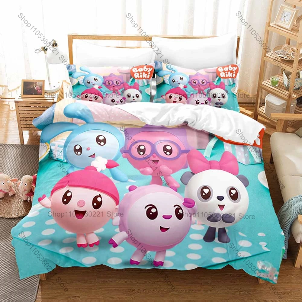 BabyRiki Krashy Pandy Rosy Wally Chichi Cute Russian Preschool Educational Cartoon Print Bedding Set Duvet Cover + 2 Pillowcases
