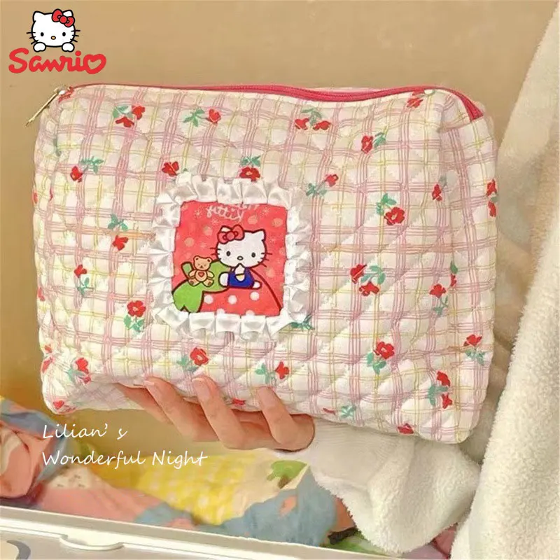 Hello Kitty Cosmetic Bag Portable Travel Bag Anime Kawaii Girl Large Capacity Skin Care Products Storage Portable Toiletry Bag