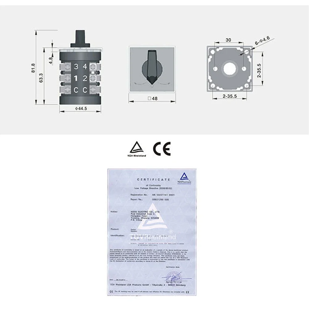 ZH-B 250V-400V 16(8)A Industrial ON-OFF-ON Universal Switches Change-over Switch Permutator for Control Motor Reverse Direct
