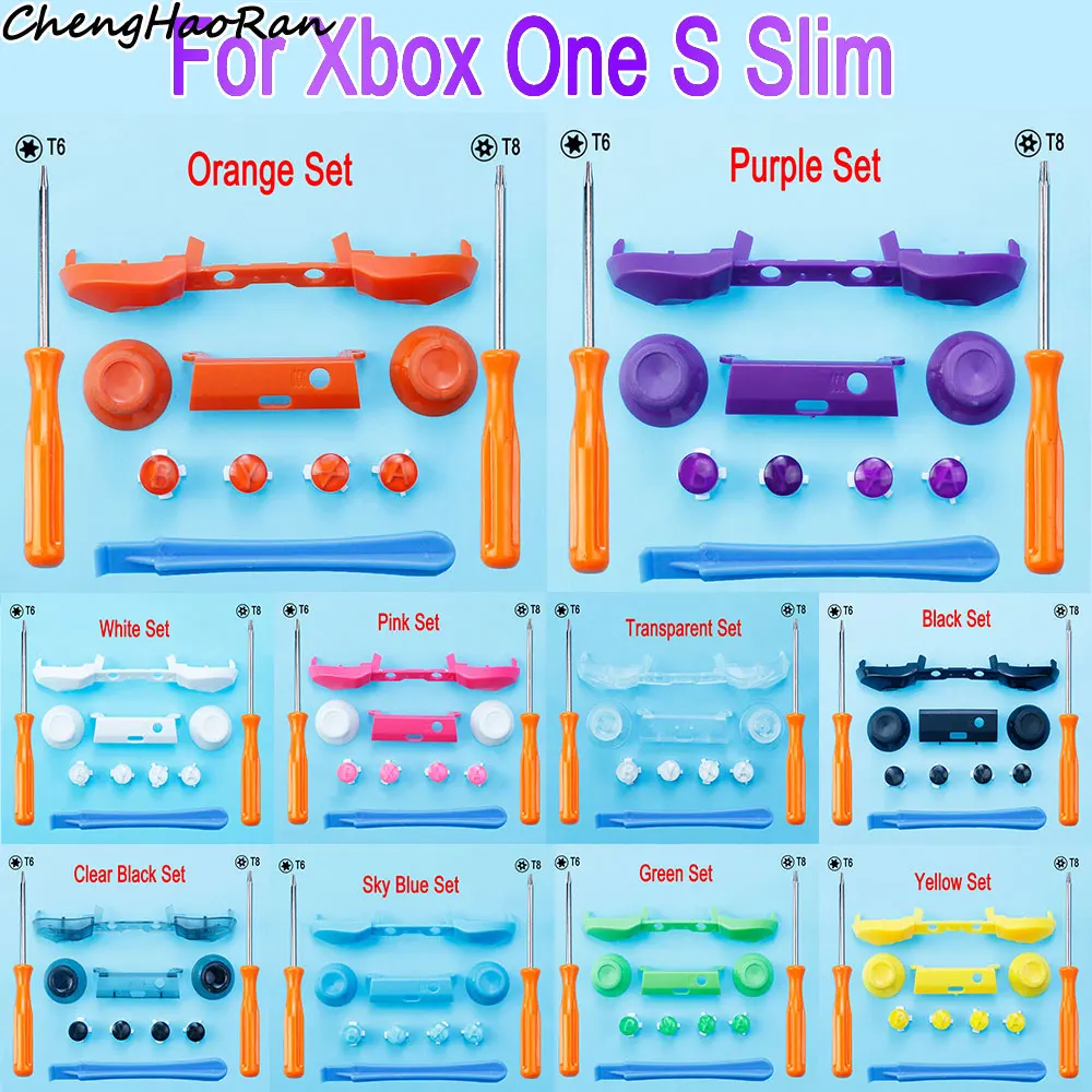 

1 Set Plastic RB LB Trigger Button middle Bumper & ABXY Button For Xbox One S Slim Controller Thumb Grip Cover Replacement Parts