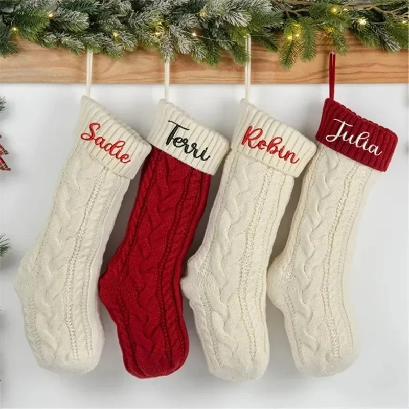 

Personalized Embroidered Christmas Stocking Custom Family Christmas Stockings Knitted Christmas Stockings Monogram Stockings