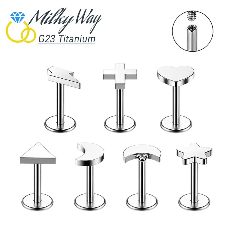 G23 Titânio Internamente Rosca Nariz Anéis, Labret Lip Studs, Brinco Jóias, Sexy Cartilagem Da Orelha Tragus ou Piercing Do Nariz