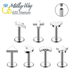Nose Rings G23 Titanium Jewelry Labret Lip Studs Internally Threaded Earring Sexy Ear Cartilage Tragus or Nose Piercing Rings