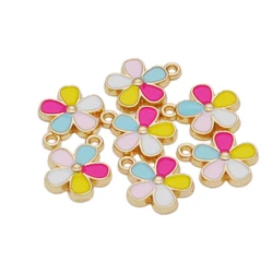 10pcs/lot Fashion Five Color Flowers Enamel Charms 12*15mm Zinc Alloy Metal Pendant Charms For Jewelry Making DIY
