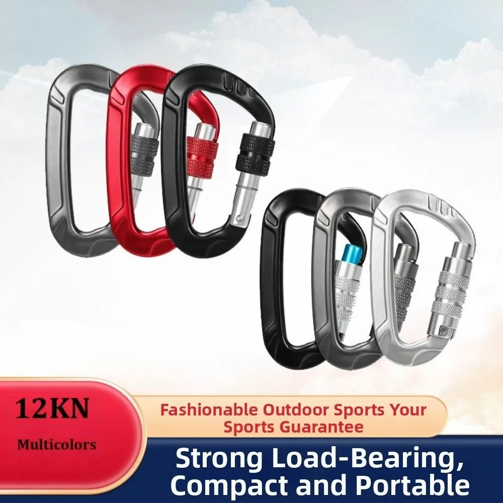 

12KN Professional Safety Carabiner Aluminum Multicolors Climbing Security Lock Outdoor Ascend Tool