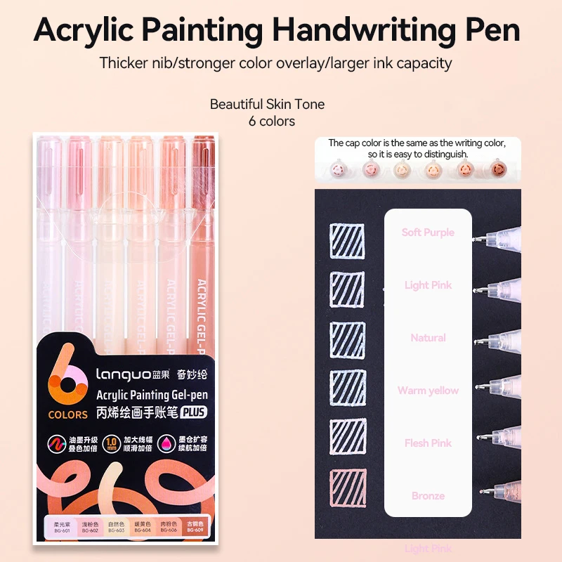 Languo 6-144 Kleuren Schilderen Acryl Gel Pennen Grote Capaciteit Inkt Pen voor Tekenen Dagboek Diy Kleur Doodling Schilderen Art Supplies