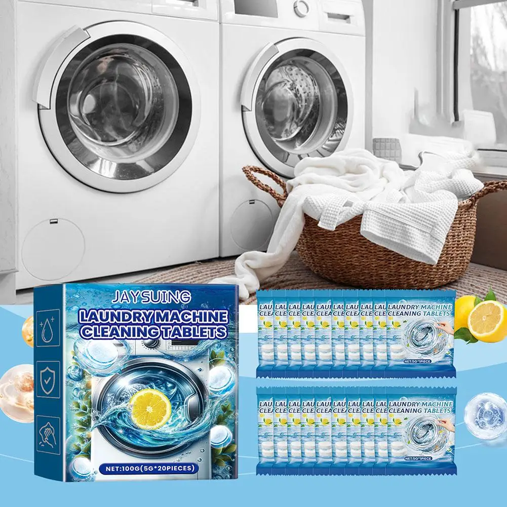 Washing Machine Cleaner Descaler Of 20pcs Pack-Deep Cleaning Tablets Odor Removing Tablets For Washer Laundry Supplies E6Q5