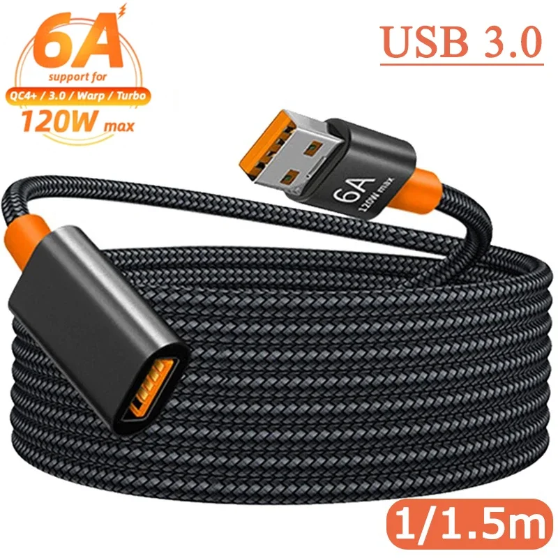 1.5/1m 6A USB 3.0 Extension Cable Female To Male Extender Cord High Speed Transmission Data Cable  For Camera TV Printer