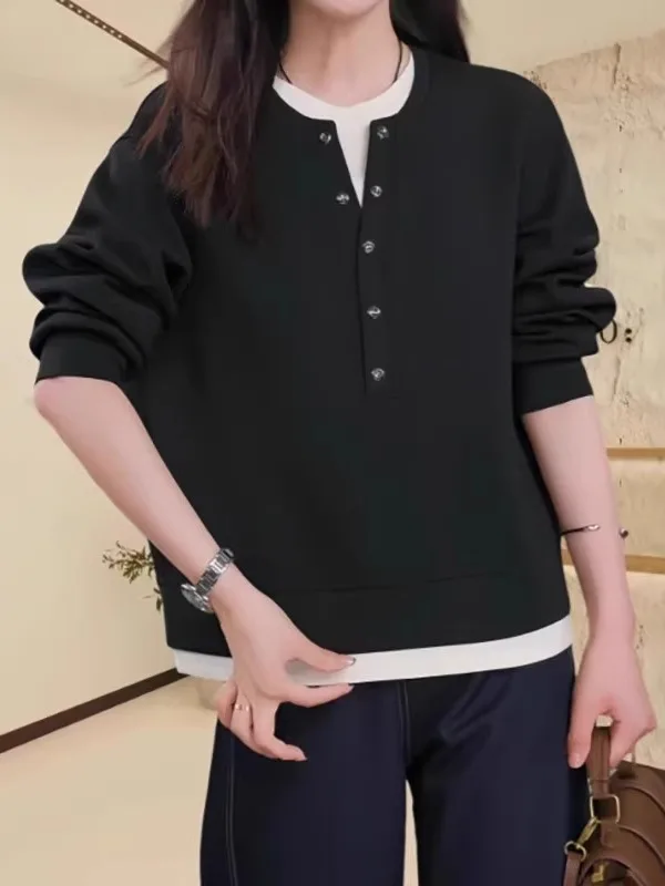 

Повседневный свитшот Bla для женщин больших размеров, весенний, свободный, стройнящий, молодежный топ, удобный, дышащий, с длинными рукавами