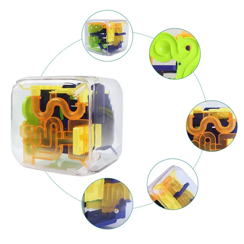대형 3D 퍼즐 큐브 미로 장난감 투명한 육면체 롤링 볼 게임 균형 훈련 교육용 선물 어린이용