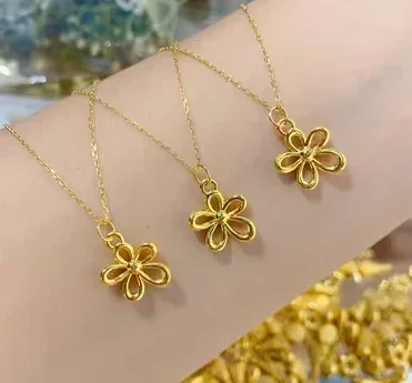 Eldorado Gold  new arrival 24k pure gold gesar flower pendant  999 real gold gesang flower fien gold charms