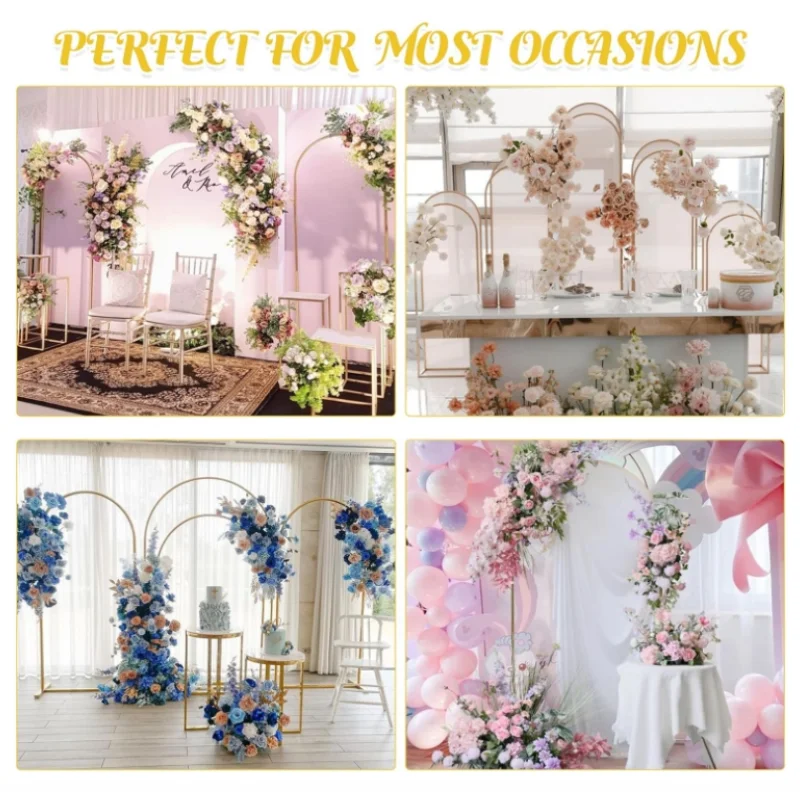 New Golden Arch Background Metal Frame Short 5ft/6ft/6.6ft Size Easy to Disassemble Install Wedding Event Photography Decoration